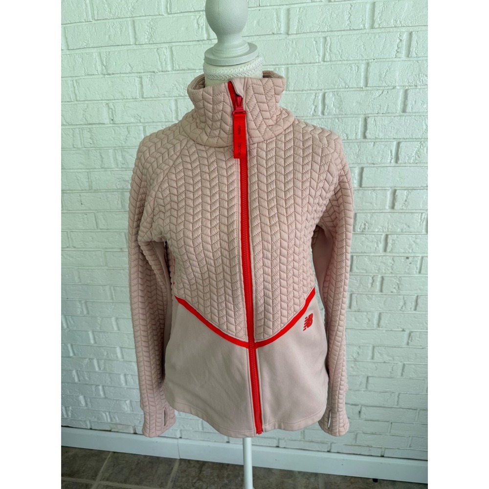 New Balance Jacket Womens Small Pink  Quilted Full Zip Thumbhole Active - Picture 2 of 8